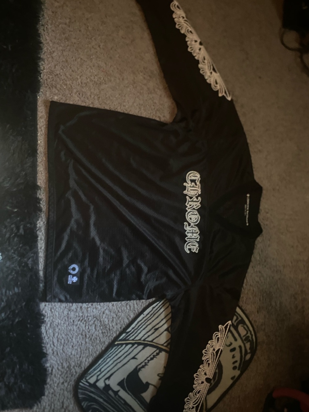 Chrome Hearts Black Long Sleeve Jersey with White Gothic Script